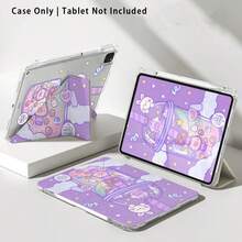 Cute Rabbit Painted Acrylic Crystal Tablet Protective Case With Kickstand, Compatible With Samsung/Apple/Honor/ And Other Popular Models, Foldable Anti-Bending, Silicone Reinforced Corners, Auto Wake/Sleep Function, Built-In Pen Slot, Multi-Angle Foldable Stand - Perfect Daily Protection, Ideal Gift - Style 4 - View 8