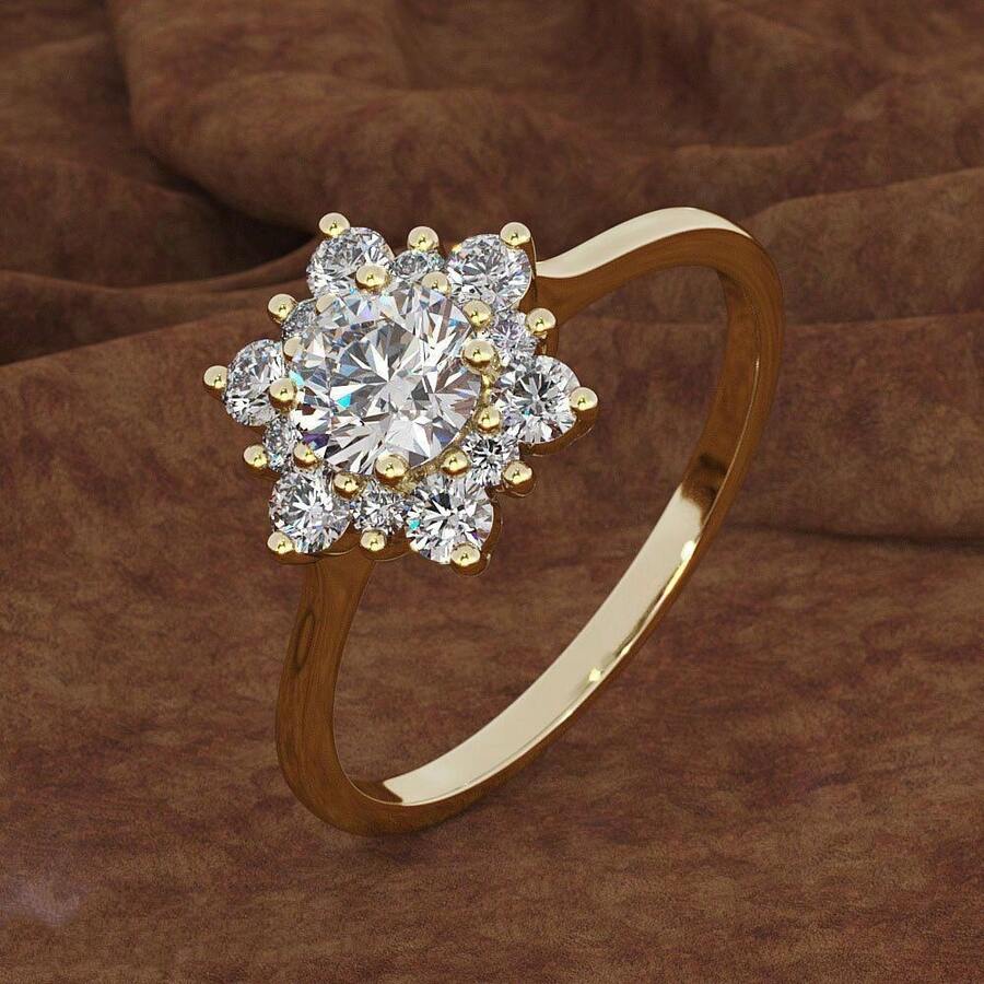 Luxurious 925 Silver Dual-Color Six-Prong Snowflake Geometric Jewelry Ring For Women, Weighing 2.3 Grams. - Gold - View 1