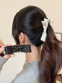 1pc/2pcs Cute Bow Polka Dot Banana Hair Clips, Elegant Versatile Twist Claws For Women, Headpiece - Multicolor - View 7