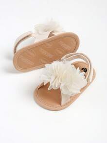 Infant Girls' Elegant White Outdoor Sandals, Summer Toddler Shoes - Apricot - View 8