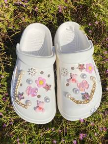 18pcs Cartoon Flower, Butterfly, Star Lolita Y2K Preppy Style Cute ABS Plastic Pearl Asymmetric/Asymmetrical DIY Shoe Decorations, Suitable For Slippers, Sandals, Sneakers And Various Shoes - Multicolor - View 6