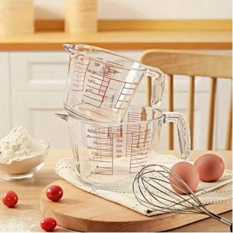 1pc Glass Liquid Measuring Cup, Multi-Functional Baking Cup, Kitchen Essential Tool, Suitable For Home Kitchen, Restaurant, Hotel, Cake Shop, Coffee Shop