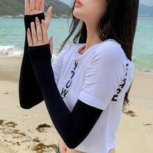 Women's Summer Ice Silk UV Protection Arm Sleeves, Lightweight Breathable Sun Protection Sleeves, Versatile Daily Wear, Summer Cooling Sun Block Arm Sleeves, Outdoor Sunshade Sleeves, Ice Silk Sun Protection Sleeves, Breathable Quick-Dry Sun Protection Arm Sleeves For Women, Essential For Summer Beach, Driving, Cycling - Multicolor - View 5