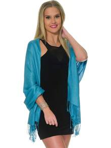 Shawls And Wraps Evening Dresses, Large Soft  Wedding Shawl - Turquoise - 查看 5