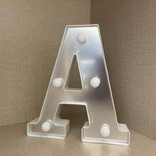 Lettres lumineuses LED au néon, lampe à enseigne alphabet clignotante, veilleuse à piles, convient pour anniversaire, mariage, cadeau de fille, maison, bar, décoration de Noël - argent - Voir 9