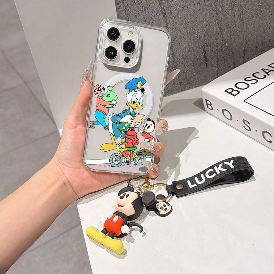 This Disney Mickey Mouse Pattern Lanyard Phone Case Features A Strong Magnetic Closure And Full Coverage Of Acrylic And TPU Material. It's Shockproof, Lightweight, And Suitable For IPhone17/16/11/13/15/15 Plus/15 Pro/15 Pro Max/12/14 Pro Max/11 Pro Max/12 Pro/12 Pro Max/13. It's A Popular Birthday Gift, Business Gift, Durable, Stain-Resistant, And Fingerprint-Resistant New Phone Case For Men And Women. It Also Includes A Mickey Mouse Phone Case And Mickey Mouse Doll Bracelet. Compatible With SamsungGalaxy S20, S21, S22, S23, And S24 Series. It's The Perfect Gift For Friends And Family. This Stylish Phone Case Is Fun, Lightweight, And Durable. IPhone17 Pro Max Phone Case, Minnie Phone Case. - Trong sáng - Xem 1