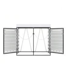 Storage Unit With Planter, Horizontal Slats With Wood Look, Slotted Ventilation Holes, All Iron Garden Cabinet With Lock. - 黑色 - 查看 6