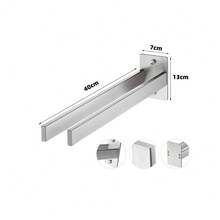 Portasciugamani doppio con 2 barre per montaggio a parete, realizzato in acciaio inox 304, colore argento, per bagno e cucina. - Visualizzare 2