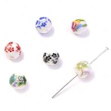 30pcs 10mm Hand Painted Ceramic Beads For DIY Jewelry Making – Assorted Floral Patterns, Vintage & Bohemian Style, Ideal For Bracelets, Necklaces, And Craft Projects, With Durable Glaze Finish - Random Color - View 6