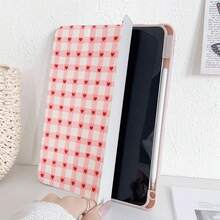 1 件装粉色格子红心印花透明背板平板电脑保护套，适用于 iPad 11/A16/第十代/Air4/5/6/Pro 12.9/2024/2025/2020/2021/2022/2023/10.2/10.9，也适用于小米 5/5pro/6/6pro/7/7pro/6s Pro，非常适合工作、旅行和居家使用，兼容 Oppo Pad、华为 MatePad、vivo Pad 和荣耀 Pad。 - 彩色 - 查看 4