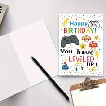 Una tarjeta de cumpleaños festiva de videojuegos: Deseando al gamer de tu vida un feliz cumpleaños - Multicolor - Ver 5