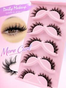 Mi giả Rikuaild Cat Eye, 5 cặp mi giả Foxy Eye, mi giả lông chồn mềm mại, có sọc, tạo vẻ ngoài tự nhiên, có thể tái sử dụng, dùng để trang điểm. - màu đen - Xem 5