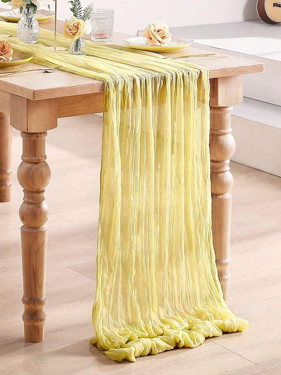 1 khăn trải bàn voan màu vàng, kiểu Bohemian, kích thước 90*180cm/90*400cm, khăn trải bàn dài bằng chiffon mềm mại, thích hợp cho tiệc mừng em bé, trang trí tiệc sinh nhật, trang trí tiệc em bé, trang trí bàn ăn, trang trí đám cưới, đồ dùng cho tiệc cô dâu, trang trí nhà cửa, trang trí ghế, trang trí bàn trang điểm, đồ dùng cho tiệc mùa xuân. - Nhiều màu - Xem 1