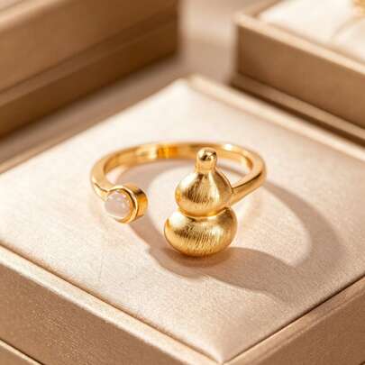 1枚时尚百搭复古猫眼石开口戒指，休闲日常装饰