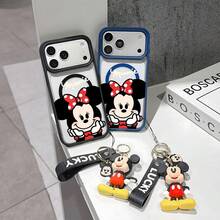 This Disney Mickey Mouse Pattern Lanyard Phone Case Features A Strong Magnetic Closure And Full Coverage Of Acrylic And TPU Material. It's Shockproof, Lightweight, And Suitable For IPhone17/16/11/13/15/15 Plus/15 Pro/15 Pro Max/12/14 Pro Max/11 Pro Max/12 Pro/12 Pro Max/13. It's A Popular Birthday Gift, Business Gift, Durable, Stain-Resistant, And Fingerprint-Resistant New Phone Case For Men And Women. It Also Includes A Mickey Mouse Phone Case And Mickey Mouse Doll Bracelet. Compatible With SamsungGalaxy S20, S21, S22, S23, And S24 Series. It's The Perfect Gift For Friends And Family. This Stylish Phone Case Is Fun, Lightweight, And Durable. IPhone17 Pro Max Phone Case, Minnie Phone Case. - 粉色 - 查看 2