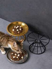 1个猫碗，不锈钢加高猫粮水碗带支架，日式猫咪喂食器 - 0 - 查看 4