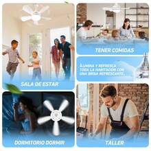 Ceiling Fan With Remote Control, Small LED Bulb Fan, Creative Fan Bulbs For Replacement, Ambient Light For Home, Bedroom, Super Quiet, Strong Wind, E27 Light Head, With Memory Function - White - View 6