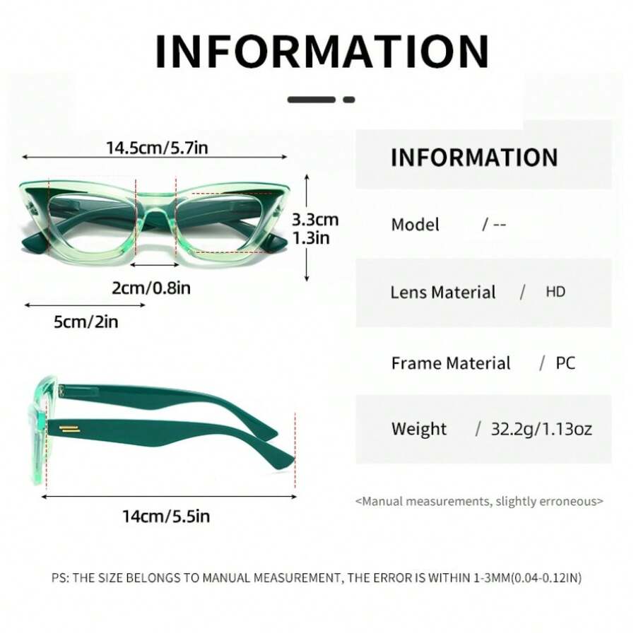 Extra-Large Tortoise-Patterned Glasses, Designed For Comfort And Ease Of Use.Very Suitable For Reading And Using Electronic Devices Such As Computers And Mobile Phones - màu xanh lá - Xem 1