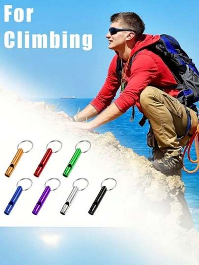 5pcs/8pcs/12pcs Aluminum Alloy Emergency Whistle With Keychain - Loud, Lightweight, Suitable For Hiking, Camping, Outdoor Activities