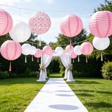 Red, Pink & White Ceramic Design Chinese Traditional Pattern Paper Lantern, Suitable For Wedding, Birthday, Festival Celebration, Party And Home Decor - Pink Blue and White Porcelain - View 7