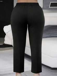 New Arrival Plus Size Women's Casual, Stretchy Pants Black Spring - Black - View 2