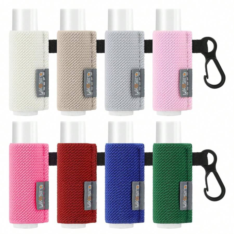 Likesing Lip Balm Holder Keychain, 8 Pack Keychain With Clip On For Backpacks, Elastic Lipstick Sleeve Holder Keychain Gifts For Friends Women Girls Boys Man - Màu H - Xem 1