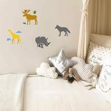 Bộ 9 khuôn vẽ động vật, gồm các hình báo, sư tử, voi, hươu, hươu cao cổ, cá sấu, tê giác, sói, dùng để tự làm tranh vẽ thủ công trên gỗ và sổ nhật ký. - Mẫu vẽ động vật - Xem 2