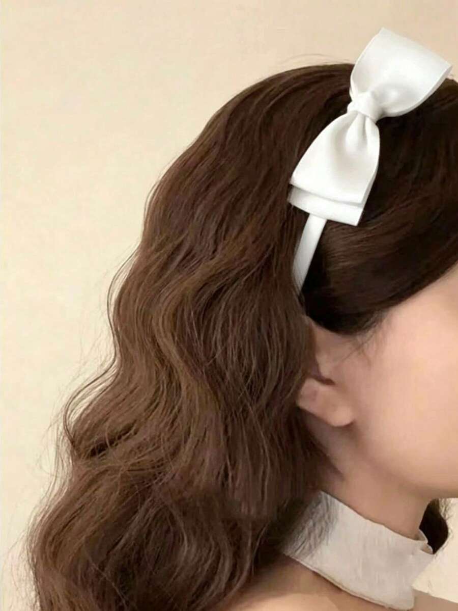 1件装女士优雅蝴蝶结发箍,高品质发饰,适合学校、正式场合、派对、约会等场合佩戴。 - 白色 - 查看 1