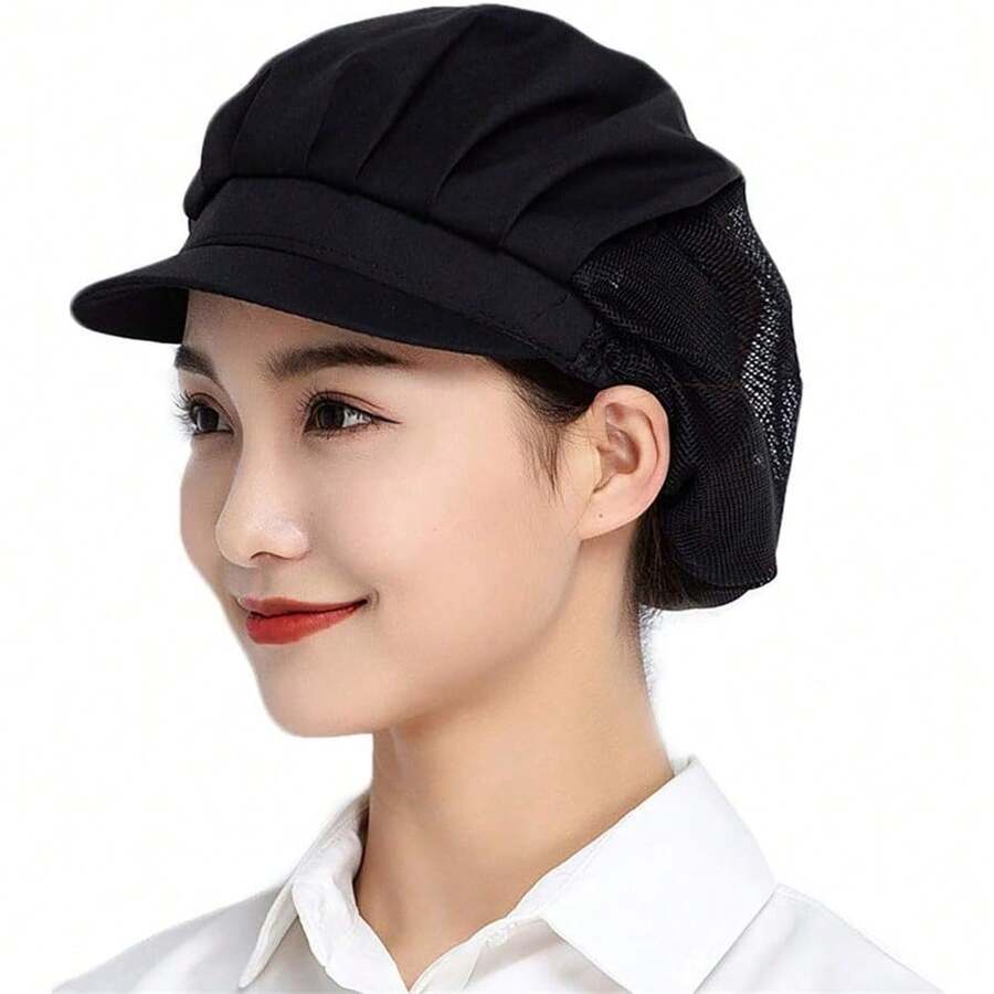 1个/2个/4个/6个装 厨师帽 - 厨房烘焙师烹饪发网 食品服务帽 成人款 - 白半網 - 查看 1