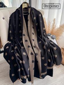 1 chiếc khăn choàng cổ họa tiết trái tim thanh lịch, chất liệu jacquard, chỉ vàng, đa năng, thích hợp dùng trong phòng điều hòa, phù hợp với trang phục mùa xuân/thu và mặc hàng ngày. - Nhiều màu - Xem 9