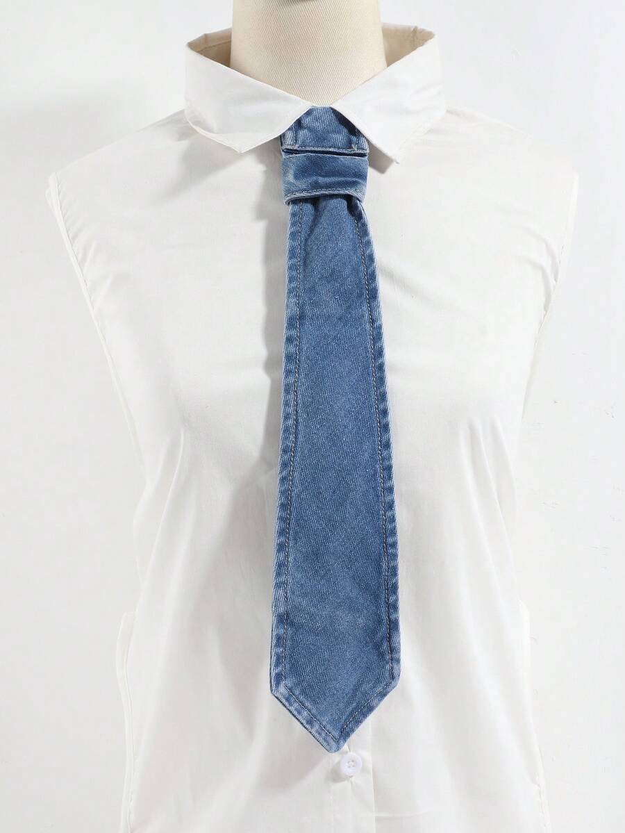 1pc Fashionable Casual Solid Color Clip-On Tie, Comfortable & Versatile For Men & Women, Suitable For Daily Wear, Party, Date - Black - View 1