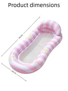 Mesh Pool Float Chair With Headrest, Striped Daisy Print Inflatable Water Lounge Chair, Comfortable Summer Pool Party Essential - Multicolor - View 11