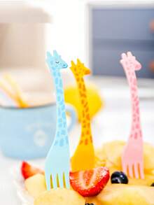 2/12/24pcs Cute Giraffe Fruit Forks, Cartoon Plastic Small Forks, Dessert Cake Forks, Animal Cartoon Fruit Picks, Party Snack Ice Cream Small Forks Suitable For Birthday, Wedding, Festival Parties - Multicolor - View 9