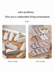 Estantería de zapatos de plástico con forma de Z, estantería de almacenamiento de pie, multifuncional de gran capacidad y fácil montaje, estantería de almacenamiento que ahorra espacio para el hogar y dormitorio, adecuada para la sala de estar y el dormitorio - Multicolor - Ver 10
