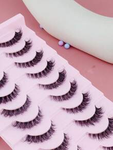 10 Pairs Russian Short Messy 5D Multi-Layer Fluffy Invisible Wispy Natural Looking False Eyelashes, Comfortable Soft Realistic Whole Strip Lashes For Daily Wear & Party - View 6