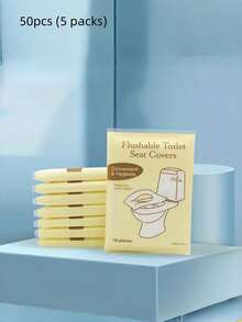 150 piezas de cubiertas de asiento de inodoro desechables y disolubles, papel higiénico desechable para viajes de negocios - Amarillo - Ver 13