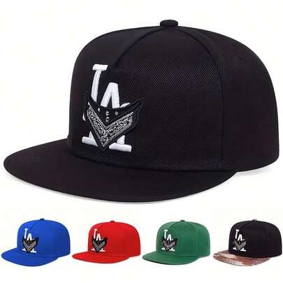 1 Stück Herren La Snapback Kappe, personalisierte Buchstickerei Baseball Cap, Straßen Hip-Hop Mode Casual Hut für Frühling, Herbst, Reisen, Strandurlaub