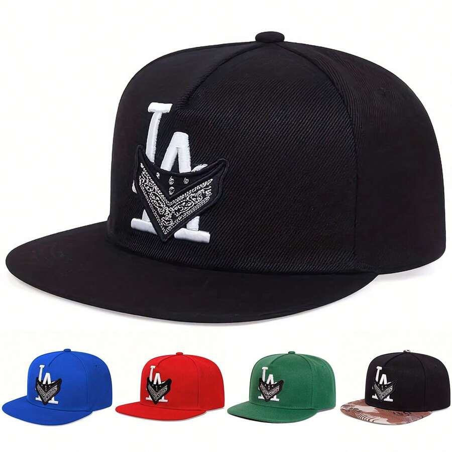 1顶男士LA Snapback棒球帽，可个性化刺绣字母，街头嘻哈时尚休闲帽，适合春季、秋季、旅行、海滩度假 - 多色 - 查看 1