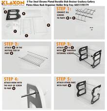Escurridor de platos Klaxon de dos niveles, de acero cromado y resistente | Estante de almacenamiento para cocina | Organizador y soporte para vajilla, cubertería, platos y vasos con bandeja recogegotas - Negro - Plateado - Ver 6