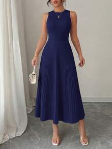PRETTYGARDEN Women's Summer Dresses Casual  Business Work Midi Sleeveless A Line Pleated Evening Elegant Dresses Cocktail Wedding Guest Graduation Dress Dresses For Women - 藏蓝色 - 查看 5