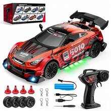 Coche de carreras con control remoto a escala 1/24, vehículo de carreras 4WD, luces LED de alta velocidad, juguetes para niños, juego multijugador, regalos para niños - Color aleatorio - Ver 6