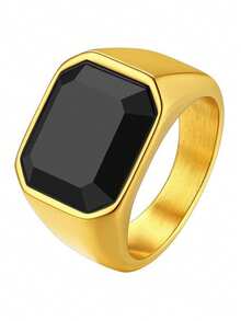 2 Stamp-Style Hip-Hop Punk Stainless Steel Men's Rings, Available In Multiple Colors, Men's Jewelry Accessories, Suitable For Wearing To Daily Parties - Multicolor - View 8