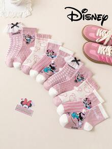 Disney 1/5双正品迪士尼袜子，米奇一家图案彩色中筒袜，可爱卡通独特设计，时尚休闲透气学生袜，适合日常穿着、返校季、节日礼物 - 彩色 - 查看 7