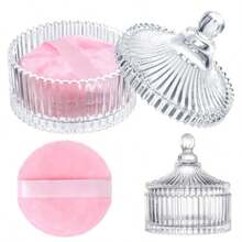 Large Body Powder Puff And Container 3.54 Inc Women Powder Puff Wit Crystal   Dusting Powder Pink - 4 Ounce Pack Of 1 - View 1