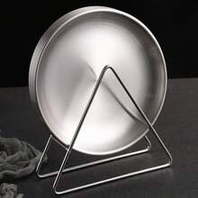 1pc/4pcs/6pcs/8pcs Luxury Stainless Steel Bone Dish Set With Stand - Round Fruit Dessert Tabletop Crumb Tray, Plate, Kitchen Decor, Tray, Kitchen Supplies, Dinnerware Set - Silver - View 4