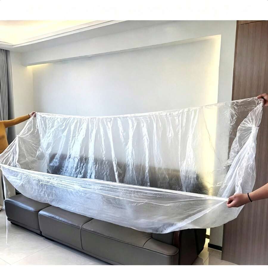 1pc Removable Elastic Full Coverage Sofa Dust Cover, Furniture Protective Slipcover, Bed Cover, Renovation Dust Bag - Multicolor - View 1