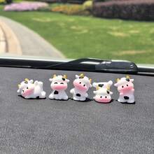 5pcs Creative Small Desktop Decor, Cute Cow Design Car Interior Decoration Accessories - Multicolor - View 8
