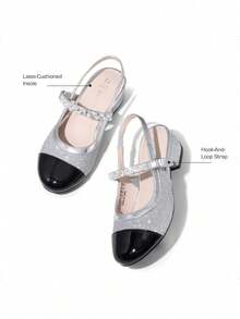 Girls Dress Shoes Slingback Heels Round Toe Pump For Little Big Kids Flower Party Wedding Princess - 銀色 - 查看 9