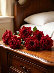 5/15/15 Pcs Artificial Flannel Rose Silk Cloth Autumn Decoration Back To School Classroom Decoration DIY Wreath Material Wedding Bride Wrist Bouquet Corsage Headwear Accessories Home Birthday Cake Matching Material - Burgundy - View 5