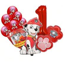 Paw Patrol Theme Birthday Balloon Set, Firefighter Puppy Theme Party Decorations, 32 Inch Red Number 1-8 Foil Balloons, Paw Print Round Latex Balloon Set, Cartoon Rescue Puppy Theme Birthday Party Supplies Suitable For 1-8 Years Old Children - Cartoon Dog Balloon - View 4